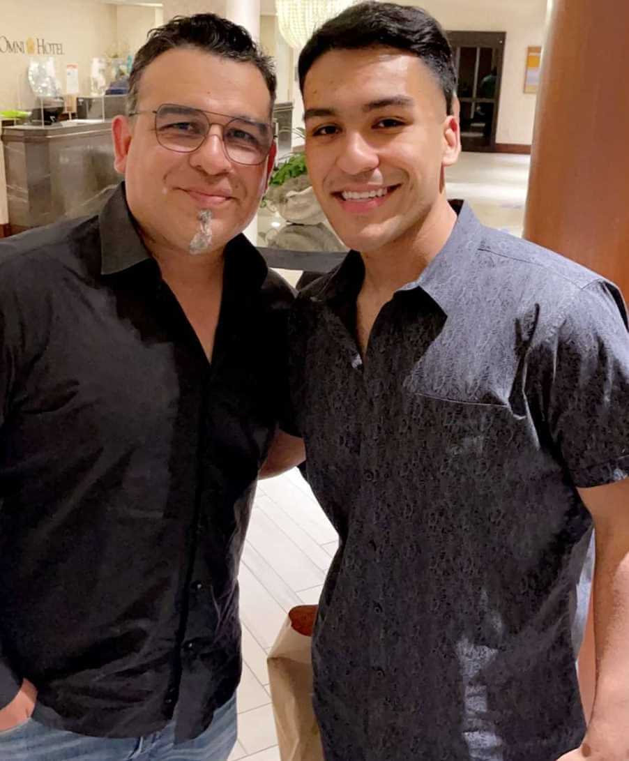 Bill Arriaga with his son Photo