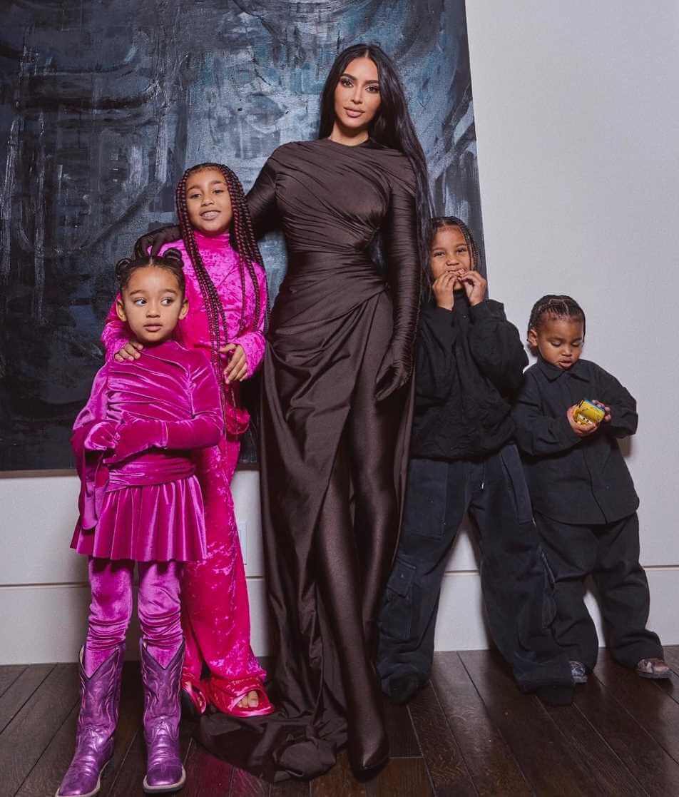 Kim Kardashian with her Children photo